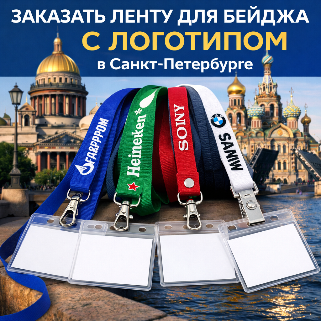 заказать ленту для бейджа с логотипом в Санкт-Петербурге